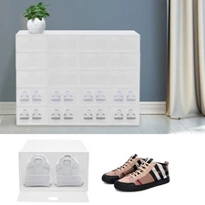 20Pcs Sneaker Display Case Organizer Stackable Shoe Storage Box Durable Plastic