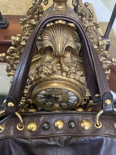 GUCCI CALF LEATHER BABOUSKA DOME HEART SATCHEL STUDS HANDBAG BROWN - Picture 6 of 18