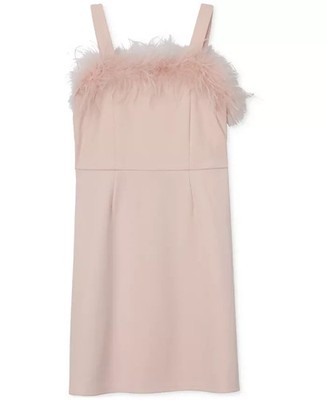 NWT Speechless Girls Blush Party Dress Size 14 Maribou Feather Bodice Sleeveless