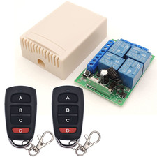 DC 12V Wireless Relay Remote Control Switch 433Mhz RF 4 Channels Relay Receiver