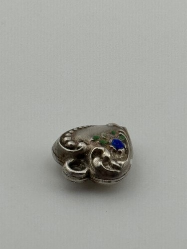 Kleiner Vintage Sterlingsilber Emaille Blume aufgeblähtes Herz Charm - Bild 6 von 10
