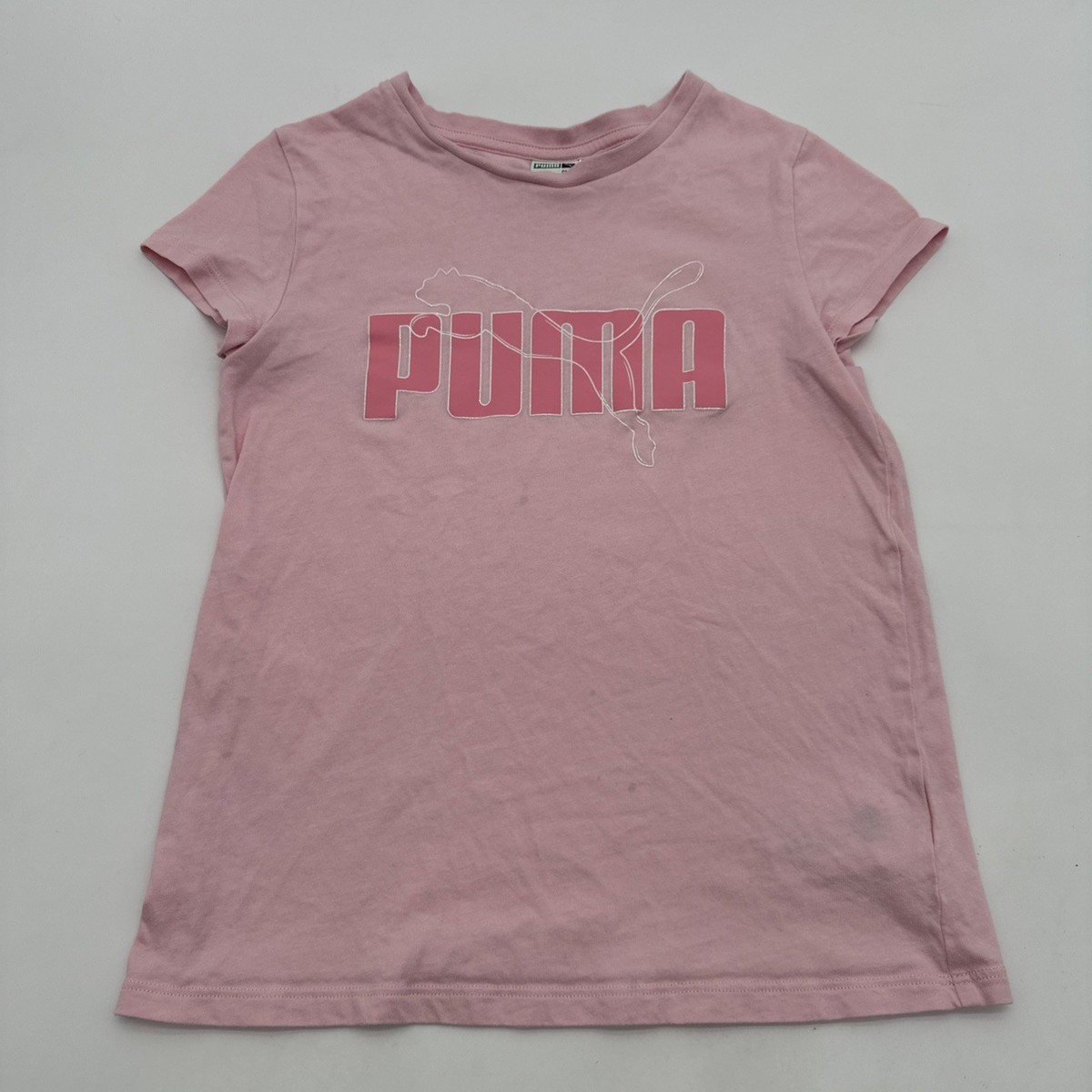 Puma T-shirt Youth Girls Size M 10-12 Pink Graphic Print