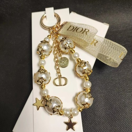 Dior New Novelty Pearls Star Charm Gold Lucky Star Keychain Gift Key chain