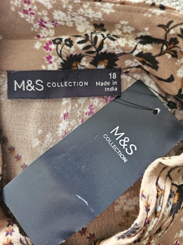 M&S Midi Tiered Dress Size 18 High Neck Button Shoulder Long Sleeves BNWT - Picture 3 of 15