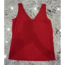 Camiseta sin mangas de punto acanalado rojo de Calvin Klein Jeans talla M cuello en V