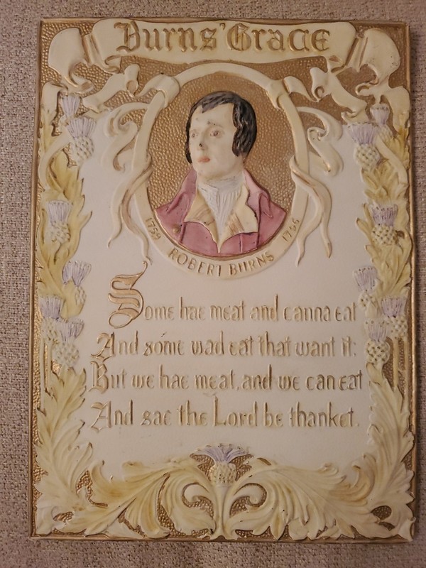 Robert Burns Grace Vintage Handpainted Embossed Brass Plaque Scottish Poet 8 X11