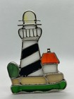 STAINED GLASS LIGHTHOUSE 4.5” COASTAL Seaside Freestanding