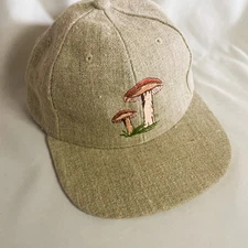 True Hemp Baseball Cap, Made from Hemp, Embroidered Mushrooms on the Front