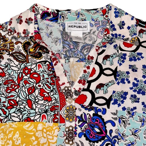 Tunika Boho Bluse S Elefanten Patchwork Volantsaum Small For The Republic  - Bild 5 von 8