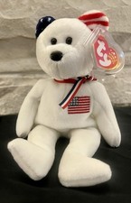 TY Beanie Baby - AMERICA the Bear White Version - Internet Exclusive 2002