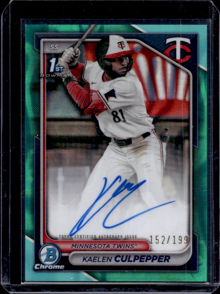 2024 Bowman Draft Kaelen Culpepper Chrome Auto Aqua Lava Refractor 1st #152/199