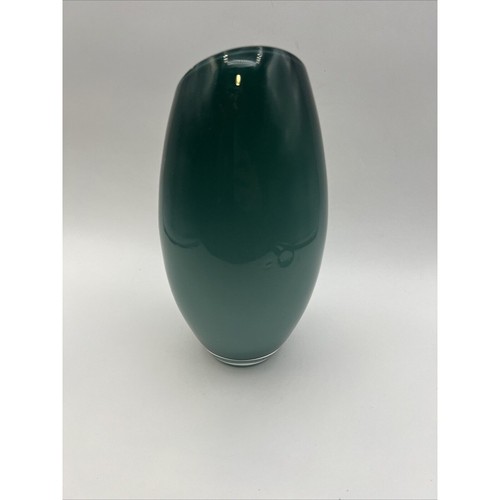 Decorative Olive Green Solid Art Glass Bud Vase Polished Bottom - Picture 4 of 13