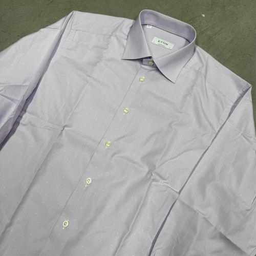 Camisa de vestir contemporánea ETON azul texturizada manga larga algodón 41 16 grande nueva sin etiquetas - Imagen 3 de 8