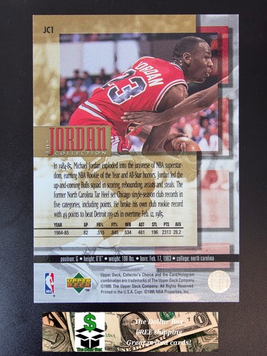 1995-96 Upper Deck Collectors Choice Michael Jordan Collection Card #jc1 Bulls - Bild 2 von 2