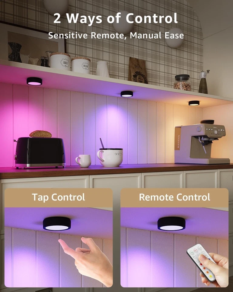 Luces de disco magnéticas RGB que cambian de color - USB recargables para una fácil instalación Foto 4 de 4
