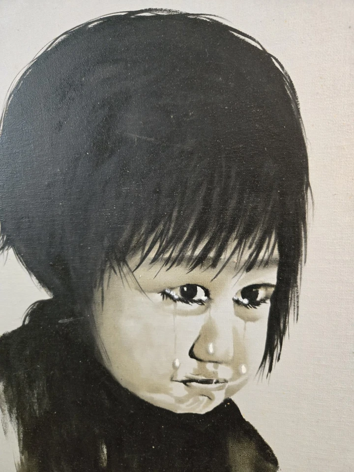 Original Painting Portrait of a Child Asian Girl Framed Signed 70 x 64 cm - image 2 of 4