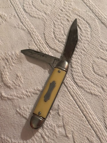 VINTAGE IMPERIAL PROV USA TANG CELLULOID YELLOW POCKET KNIFE Two Blade NR - Picture 5 of 9