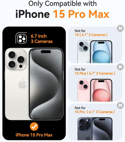 CANSHN Magnetic Compatible with iPhone 15 Pro Max Case, Black - 第 2/9 張圖片