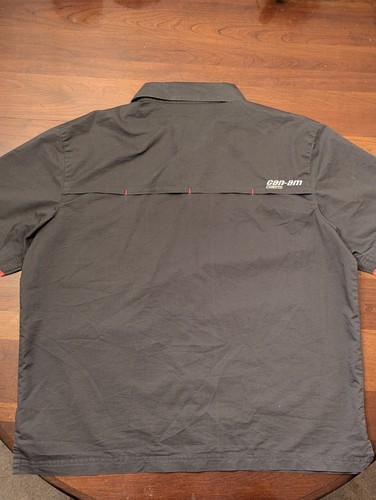 Can Am BRP XL Charcoal & Red Short Sleeve Button Down Men's Shirt Workwear - Picture 4 of 5