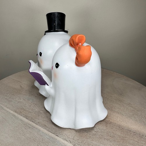 Gruselige zwei singende weiße Geister Halloween Figur niedliche gruselige Deko NEU - Bild 2 von 10