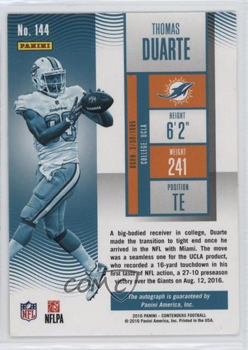 2016 Panini Contenders Rookie Ticket Thomas Duarte #144 Rookie Auto RC - Picture 2 of 3