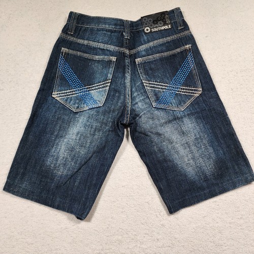 Southpole 4180 Cutoff Denim Shorts Jeans Pants Tag Size 10 W24 Y2K Embroidered