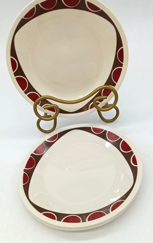 4er Set Corning Corelle Vitrelle Kitu braun rote Punkte 6,5" Brotteller - Bild 7 von 7