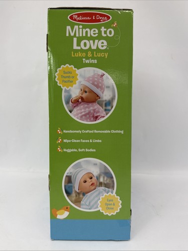Melissa & Doug Mine to Love Twins Luke & Lucy 15" bambole bambino e ragazza nuove con scatola - Foto 8 di 12