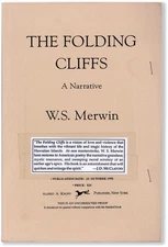 W S Merwin / THE FOLDING CLIFFS Uncorrected Proof 1st 1998