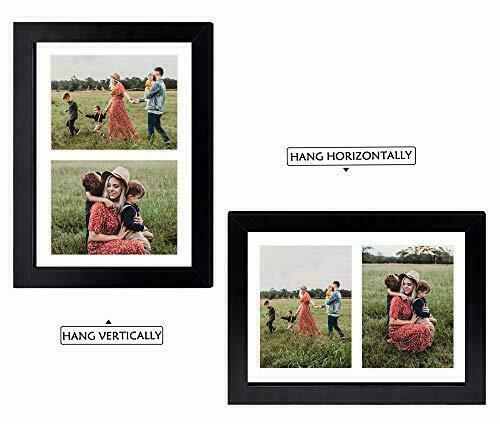 8.5x11 Wooden Picture Frame with White Mat for Two 5x7 Photos Gift for Families - Picture 4 of 8