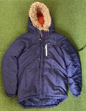 Eddie Bauer Boys Faux Fur Winter Ski Jacket Fleece Lined Blue Large 14/16