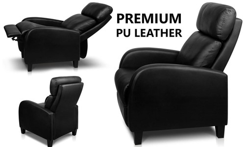 Faux Leather Armchair Recliner Chair Black Sofa Reclining Lounge Home Furniture - Picture 11 of 11