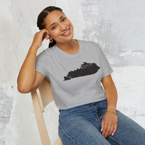 Louisville KY Map T-Shirt, Unisex Casual Tee, Kentucky Gift, Travel Souvenir - Picture 11 of 15