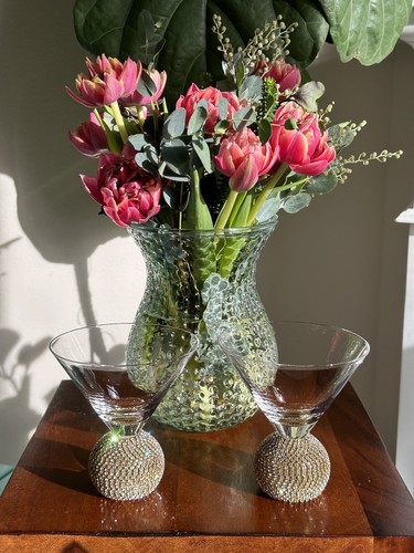 BevMo Rhinestone Stemless Martini Glasses - Set of 2 - Picture 2 of 8