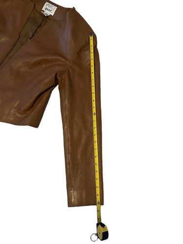 Vintage Vakko Sport Genuine Leather Skirt A-Line SIZE 8 Zip Blazer SIZE L - Picture 15 of 24