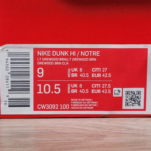 Nike Dunk Hi Notre Schuhe Herren Größe 9 Hell Orewood Braun Turnschuhe CW3092-100 - Bild 8 von 9