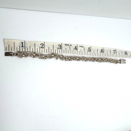 Vintage Mexican 925 Sterling Silver Byzantine Link Chain Bracelet 8" - Picture 3 of 6