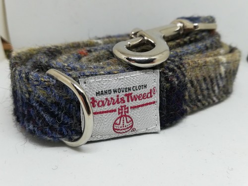 Blau und beige kariertes HARRIS TWEED Hundehalsband verschiedene Größen und Leinen - Bild 4 von 5