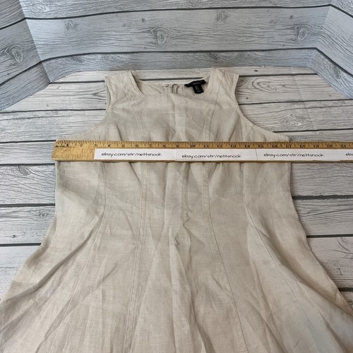 Willi Smith Women's Dress Linen Beige Sleeveless Size 4 Back Zipper A Line - Picture 6 of 12