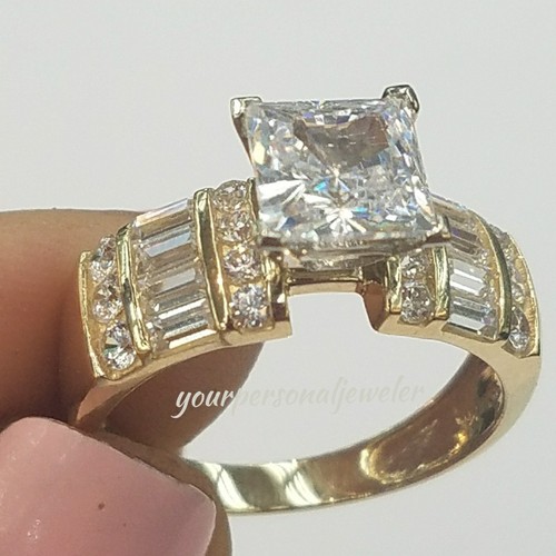 2 Karat 14K Gelbgold Prinzessin Quadratschliff Verlobungsring Gr. 7 cz - Bild 11 von 12