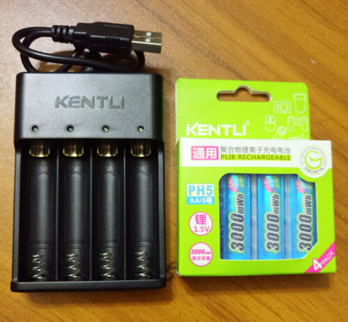 Kentli AA 3000mWh 1,5V Wiederaufladbar Lithium Li-Ion USB AA Akku AD USB Ladegerät - Bild 1 von 18