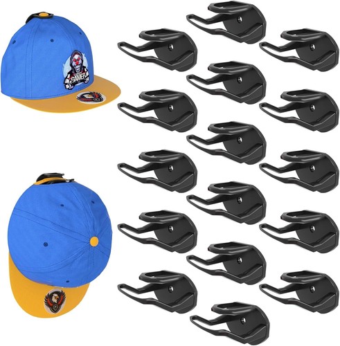 Niunuerga 16 Pack Adhesive Hat Hooks for Wall, Strong Rack Black - 第 1/7 張圖片