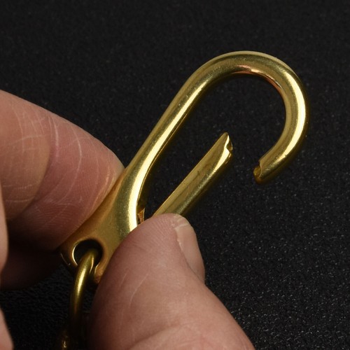 Solid Brass Key Chain Quick Release Snap Key Split Ring - Picture 4 of 4