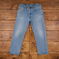 Vintage Levis 505 Jeans 36 x 30 90s Stonewash Straight Blue Red Tab Denim