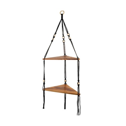 Woven Rope Wood Floating Storage Shelf Dorm Nursery Macrame Hanging Shelves - Picture 1 of 5