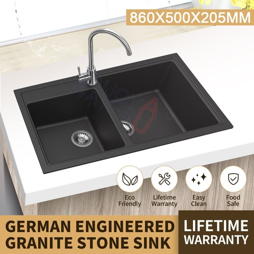 Granite Stone Laundry Kitchen Sink Top/Undermount Basin Bowl Black【VIC PICK UP】 - Picture 36 of 47