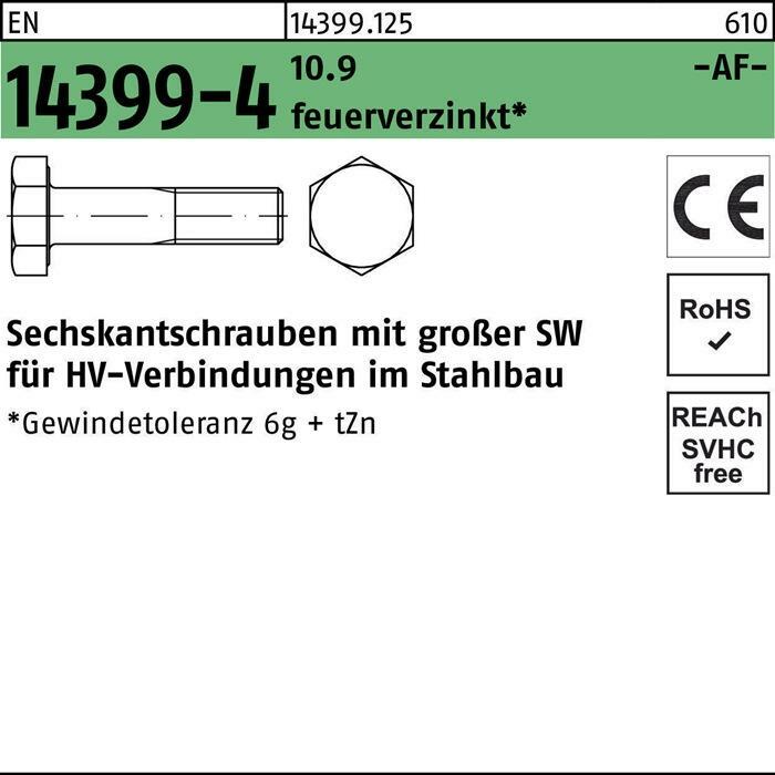 НОЖ для нарезания резьбы EN 14399-4 M 24 x 105 10,9 feuerverzinkt