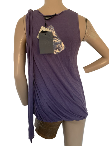 McQ Alexander McQueen Purple Jersey Cotton Draped Top Small UK 8-10 US 4-6 BNWT - Picture 9 of 15