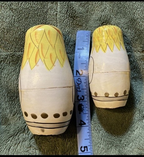 Vintage ANGEL Stacking Nesting Doll 5 TOTAL Painted Harp Attached WINGS - Picture 8 of 12