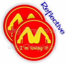 (2) REFLECTIVE I'm Loving It Funny Hard Hat Stickers Bump Cap Helmet Decals